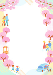 frame of people going out in spring