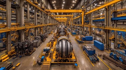 Industrial Facility with Large Turbines and Machinery in Operation