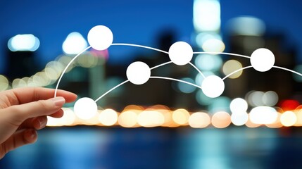 Digital connectivity in urban landscapes illuminating data flow city nightscape modern technology visual representation