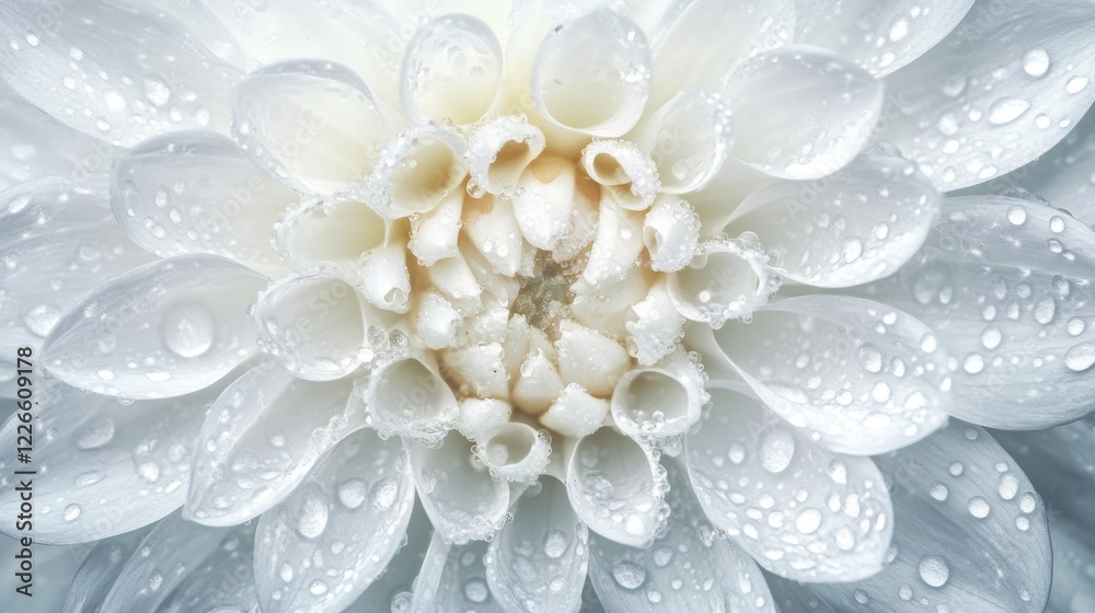 Aufkleber a close-up of a flower with clear water droplets gently resting on its petals, creating a serene, tr