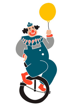 recommend clip art: Png clown on unicycle sticker, circus performance, transparent background