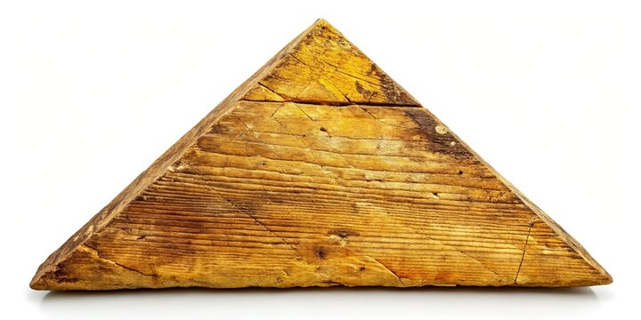 Rustic Old Wooden Triangle Shape Isolated on White Background - Perfect for Crafts, Design & Decor
