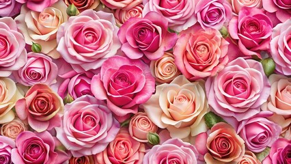 Seamless Pink Rose Floral Pattern Background - Romantic Flower Texture for Design
