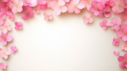 Delicate Pink Blossom Frame with Soft Pastel Background
