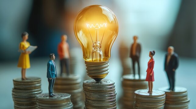 Creative Ideas for Financial Growth Concept with Miniature Figures