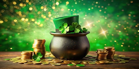 Silhouette St. Patrick's Day: Pot of Gold, Clover, Leprechaun Hat