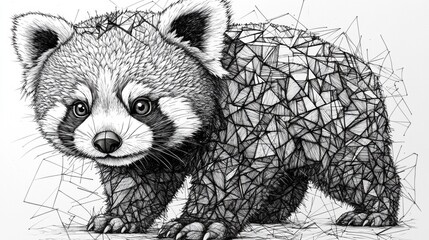 Obraz premium Geometric Illustration of a Cute Panda with Intricate Lines