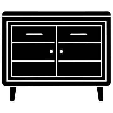 recommend clip art: China cabinet silhouette vector icon illustration, cabinet  on white background.