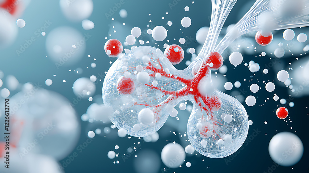 Poster exploring molecular structures in science laboratory digital art abstract close-up view biological c