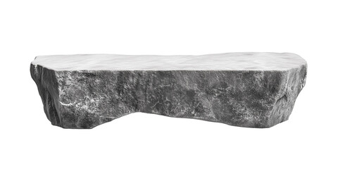 3D contemporary stone garden bench with smooth rounded edges, isolated, transparent background, png