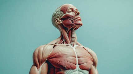 A high-resolution shot of a human torso showing the anatomical structure, including well-defined abs and ribcage, emphasizing the bodys form and fitness.