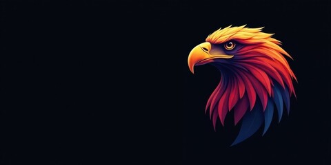 Obraz premium Stylized Eagle Profile A Vibrant, Abstract Headshot in Warm Hues Against a Dark Background