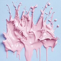 Pink paint splash on light blue textured surface abstract fluid motion dynamic art
