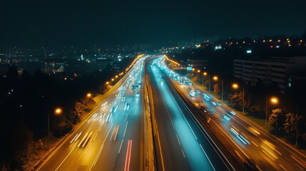A motorway tunnel illuminated by bright lights, with cars driving through smoothly.