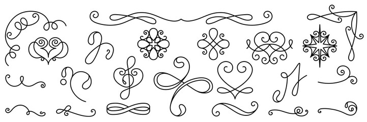 PNG Elegant vintage decorative flourishes set on transparent background