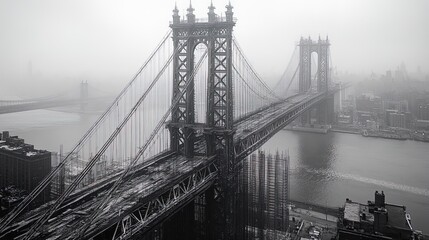 An expansive view of a bridge under construction, with cables and scaffolding, symbolizing engineering marvels and progress 
