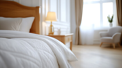 Cozy bedroom retreat modern apartment interior design bright space close-up comfort and relaxation