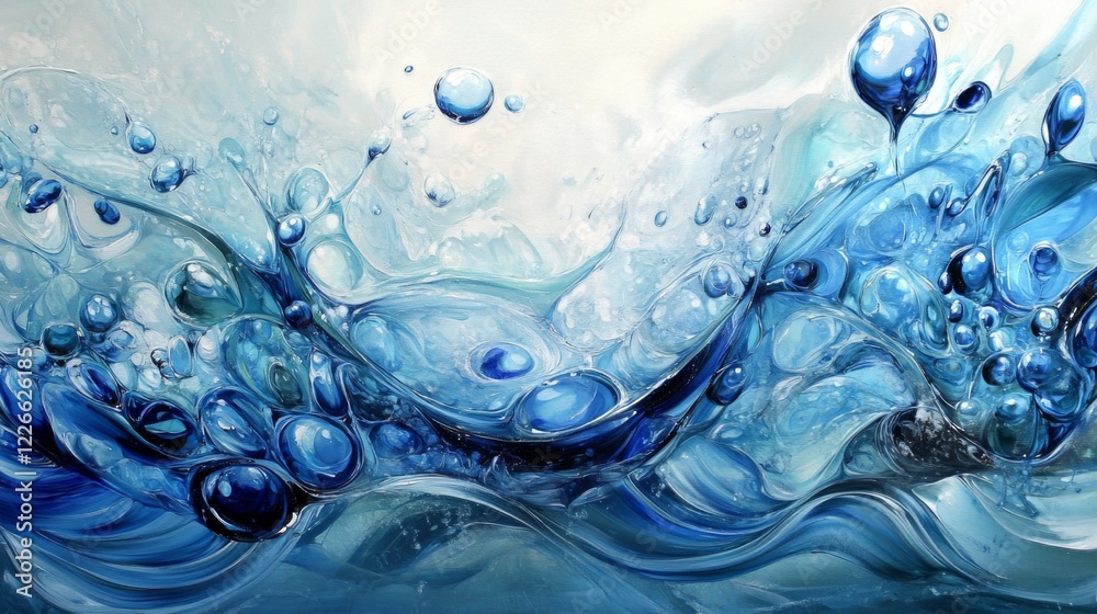 Leinwandbilder blue ink dropping into clear water, creating swirling patterns and abstract shapes