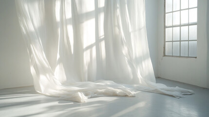 White Sheer Curtains Sunlight Window Light Minimalist Interior Design Room airy home calm soft drape