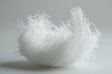 White feather nest, studio shot, soft background, gentle texture, design element