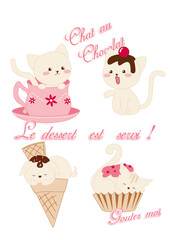 Cartoon Cat with Cupcakes and Ice Cream – Sweet Baby Design