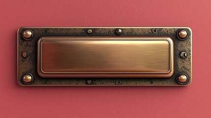 Luxurious gold plaque with engraved patterns resting on a rich burgundy background