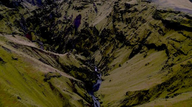 Icelandic Valley at Pakgil in Autumn - Drone 4K
