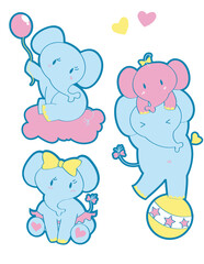 Circus Elephant Balancing on Ball  Cute Acrobat Animal Vector

