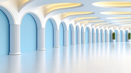 Obraz premium Elegant blue arched hallway interior design