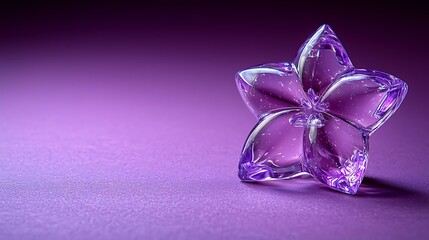Transparent crystal star award with sharp beveled edges on a gradient purple background, photorealistic finish