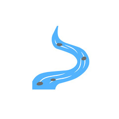 The river is winding with rocks