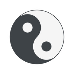 This minimalist vector illustration depicts the classic Yin Yang symbol, representing the balance of opposing forces in the universe
