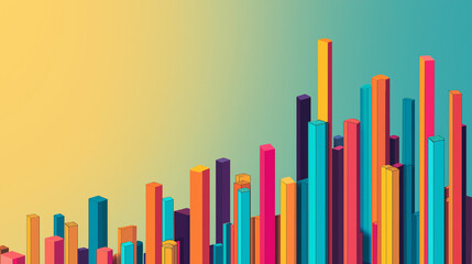 Vibrant Abstract Cityscape at Dusk with Colorful Geometric Skyscrapers and Floating Light Orbs