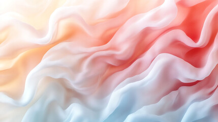 Obraz premium Pastel Peach Pink Blue Draped Fabric Soft Texture Background Silk Wave Curve Color Style Woven Light