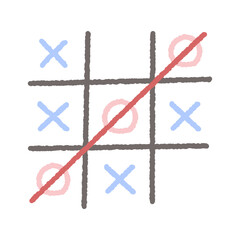 Tic tac toe doodle. Playing game. Hand drawn style decorative vector design isolated illustration.