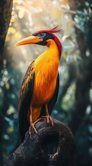 Fototapeta premium Elegant bird with soft glowing background bokeh.