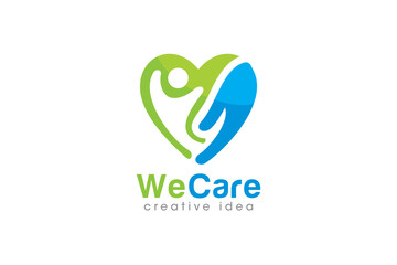 Obraz premium Creative People Care Concept Logo Design Template
