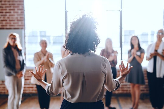 Leadership training seminar with applause