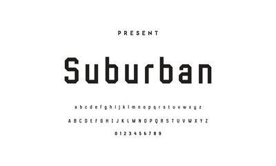 Modern serif alphabet design with uppercase, lowercase, numbers and symbol