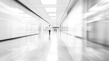 Obraz premium Modern White Corridor Architecture Design Minimalist Interior Long Hallway Abstract Background blur 