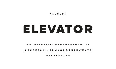 Modern serif alphabet design with uppercase, lowercase, numbers and symbol