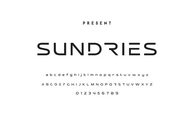 Modern serif alphabet design with uppercase, lowercase, numbers and symbol