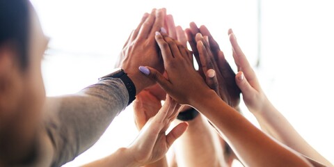 Diverse group of hands, teamwork, unity. Hands of different ethnicities, collaboration, support. Teamwork, unity, diverse hands reaching together. Diverse hands from people teamwork image.