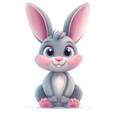 Obraz premium Cute cartoon rabbit with big ears and friendly expression
