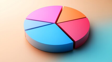 Obraz premium Detailed view of a D pie chart with segment labels and percentage values, set against a neutral backdrop to highlight the chart's design and data accuracy.