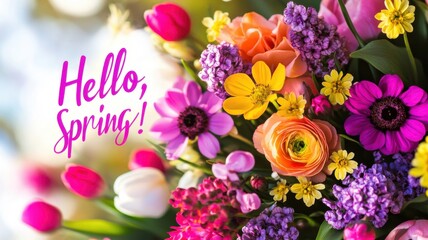 Bright spring flowers with vibrant colors welcoming the season in a cheerful display of nature's beauty