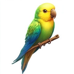 Fototapeta premium Vibrant green and yellow parrot perched on branch, showcasing colorful feathers