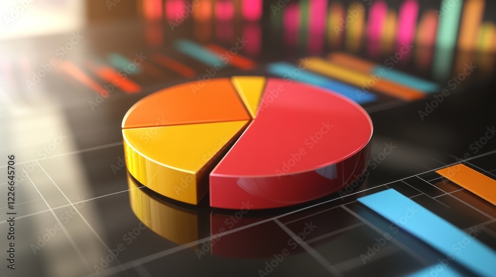 Leinwandbilder High-definition image of a D pie chart in a corporate setting, with clear, labeled segments and a professional, clean design to convey business data effectively.