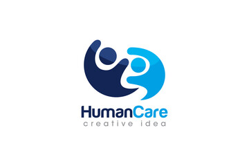 Creative People Care Concept Logo Design Template