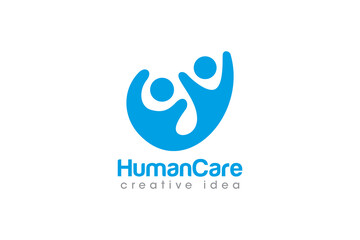 Creative People Care Concept Logo Design Template